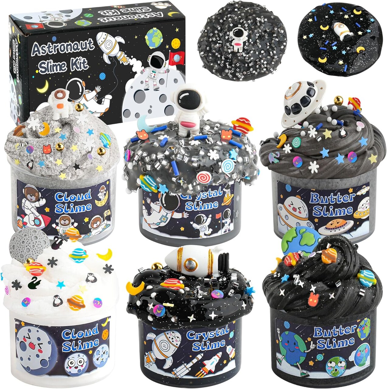 6 Packs Galaxy Slime Kit with Charms & Add-ins - 360ml (Galaxy)